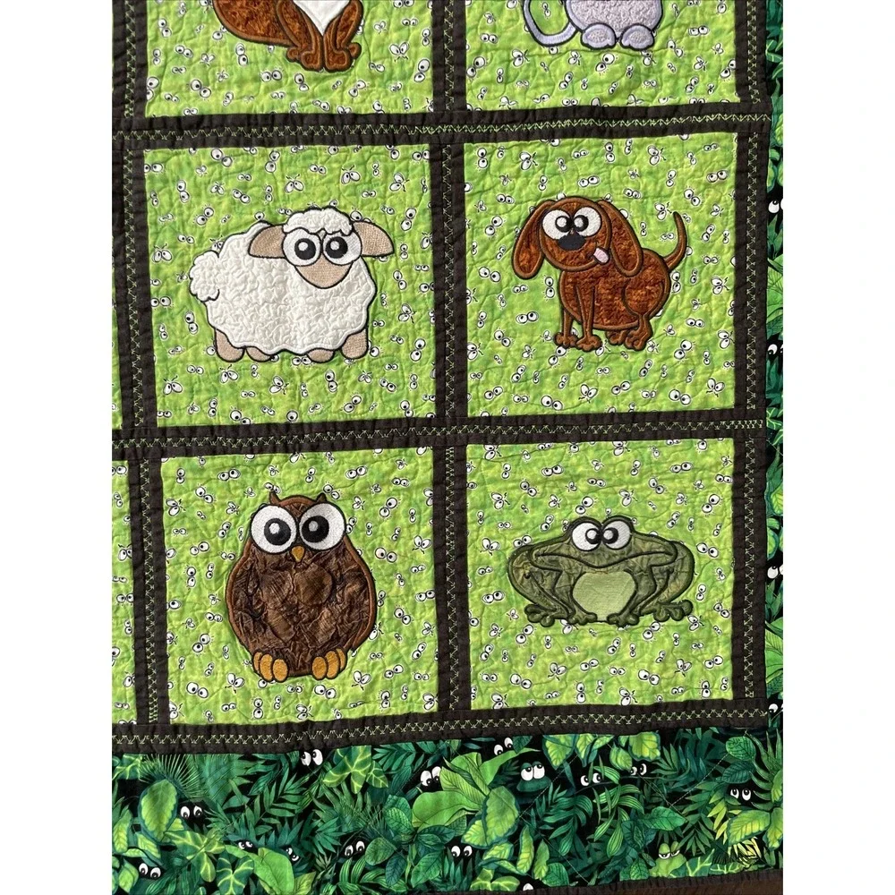Woodland Animal Baby Quilt Handmade Lightweight Winsome Critters Crib 46x38